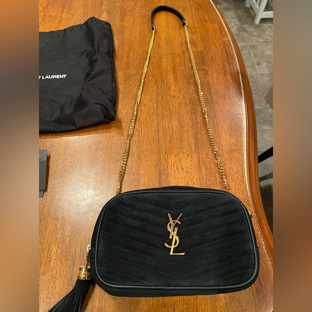 SAINT LAURENT Shoulder Bag Suede Black- NWT
